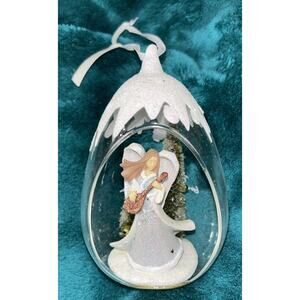 Foundations Enesco Karen Hahn Ornament Angel in Glass Snow Globe Egg Shaped 2008